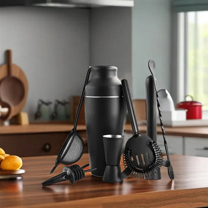 Premium 8-Piece Black Cocktail Shaker Set