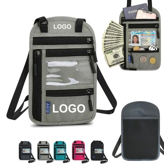 RFID Blocking Passport Holder Neck Wallet With Visual Window