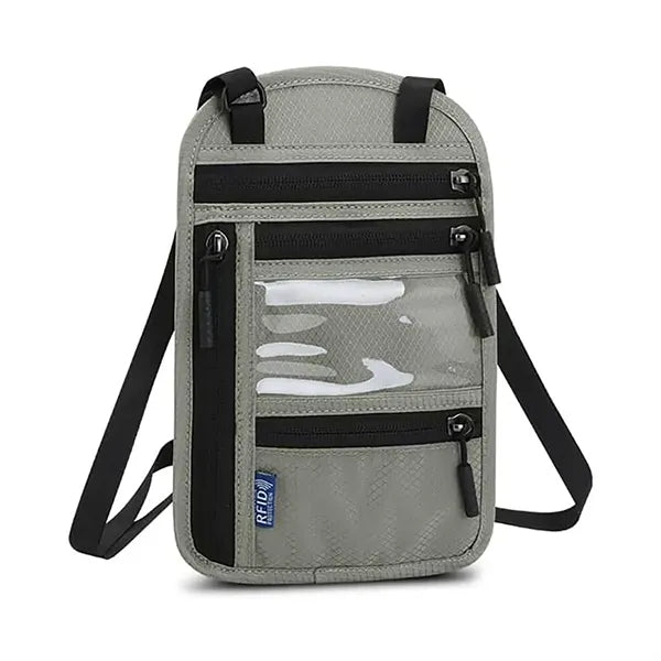 RFID Blocking Passport Holder Neck Wallet With Visual Window