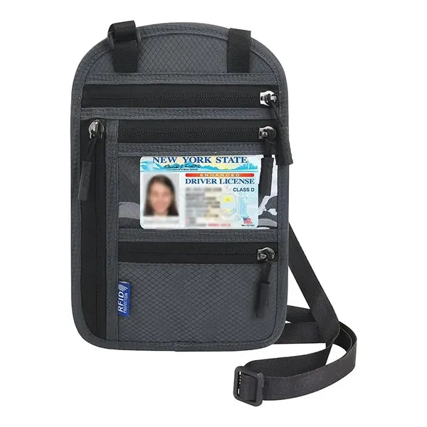 RFID Blocking Passport Holder Neck Wallet With Visual Window