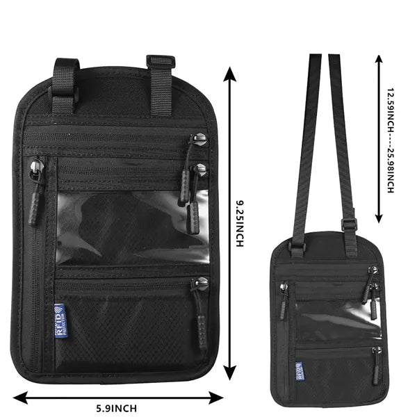 RFID Blocking Passport Holder Neck Wallet With Visual Window