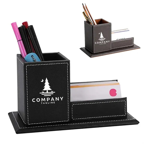 PU Leather Pen Stand Business Card Holder
