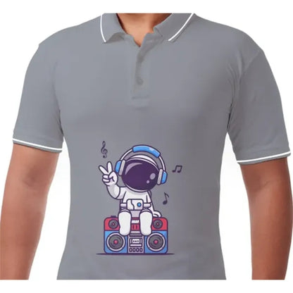 Men's Grey Polo Shirt - Printed (Front and Back)