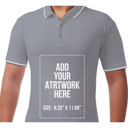 Men's Grey Polo Shirt - Printed (Front and Back)