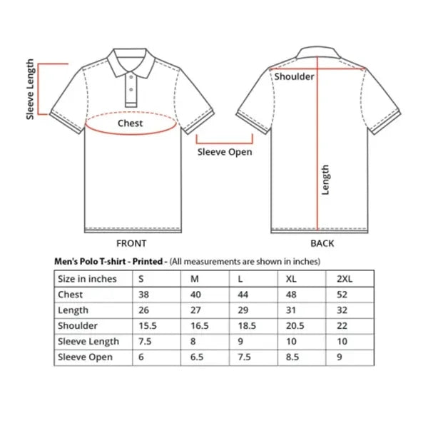 Men's Grey Polo Shirt - Printed (Front and Back)