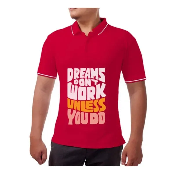 Men's Red Polo Shirt - Printed
