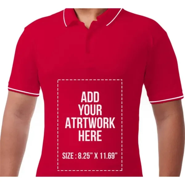 Men's Red Polo Shirt - Printed