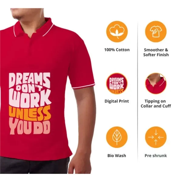 Men's Red Polo Shirt - Printed
