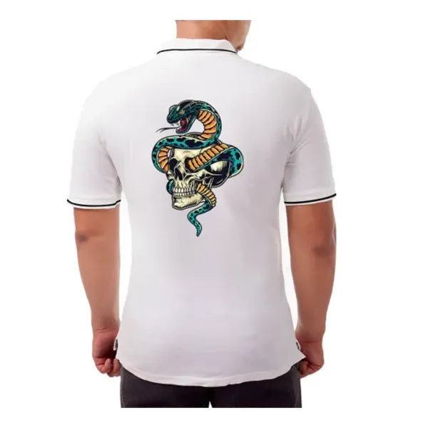 Men's White Polo Shirt - Printed