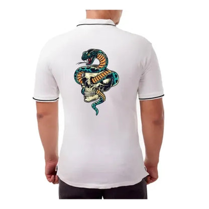 Men's White Polo Shirt - Printed