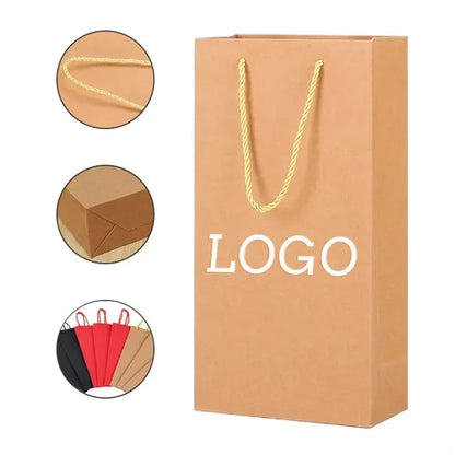 250g Craft Paper Single/Double Wine Tote Bag with Handles