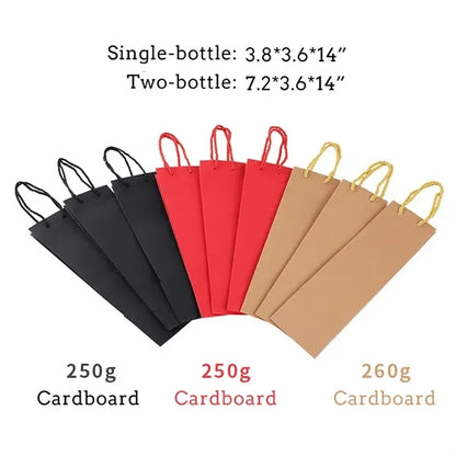 250g Craft Paper Single/Double Wine Tote Bag with Handles
