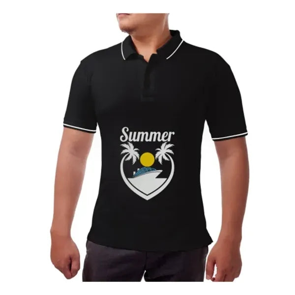 Men's Black Polo Shirt - Custom Printed