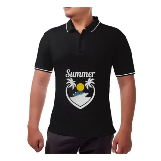 Men's Black Polo Shirt - Custom Printed