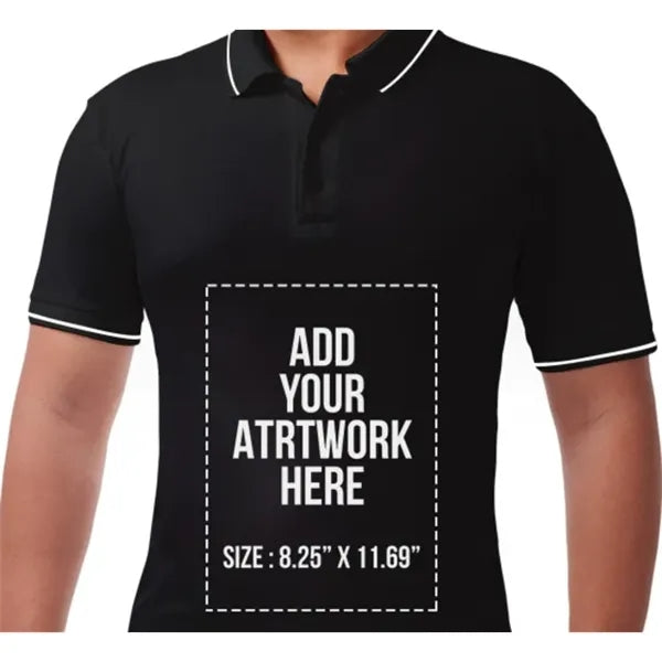 Men's Black Polo Shirt - Custom Printed