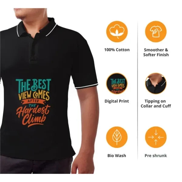Men's Black Polo Shirt - Custom Printed
