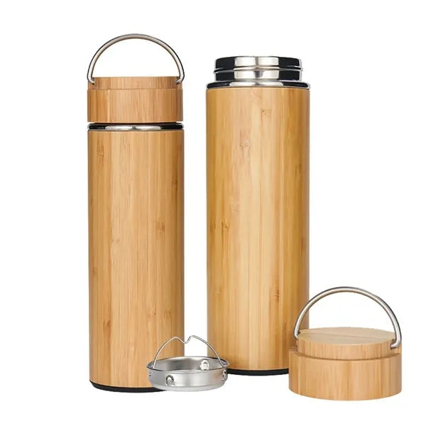 Bamboo Insulated Stainless Steel Travel Thermos  Tumbler