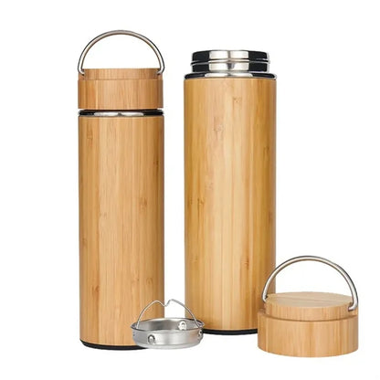 Bamboo Insulated Stainless Steel Travel Thermos  Tumbler