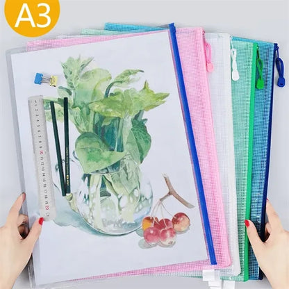 A3 Size Large Mesh Zipper Pouch