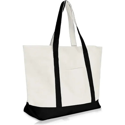 Zippered Canvas Tote Bag