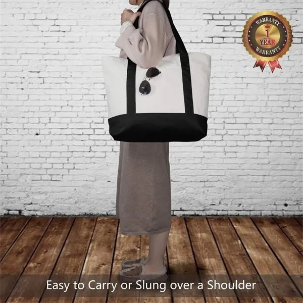 Zippered Canvas Tote Bag