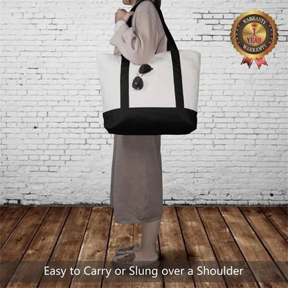 Zippered Canvas Tote Bag