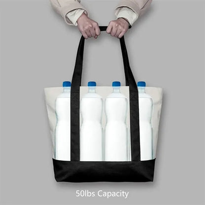 Zippered Canvas Tote Bag