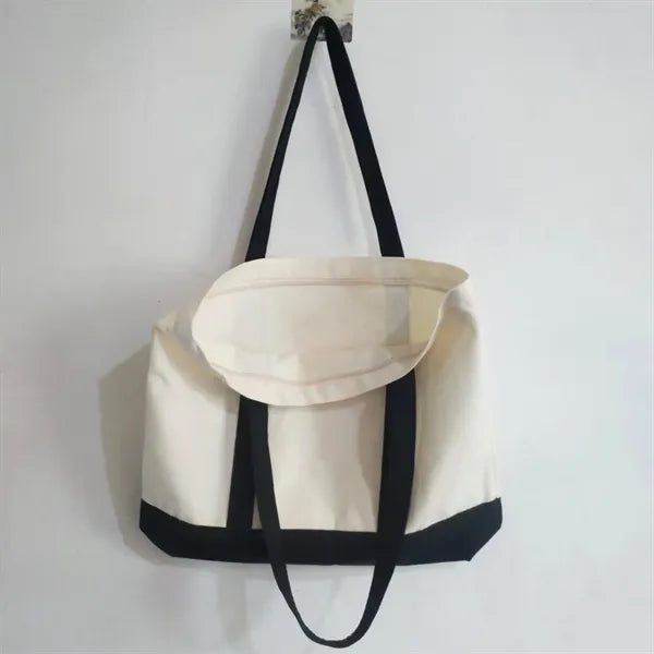 Zippered Canvas Tote Bag