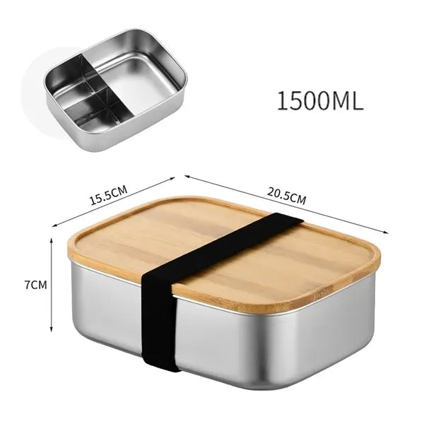 800ml Stainless Steel Bento Box With Bamboo Lid