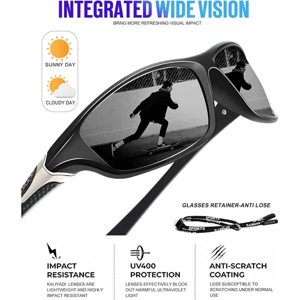 Polarized Sports Sunglasses For Men With Glasses Retainer-An