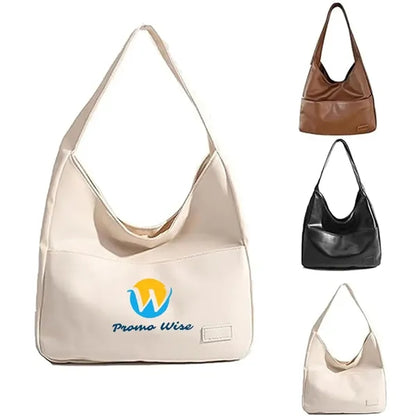 Solid Color Leather Shoulder Bag