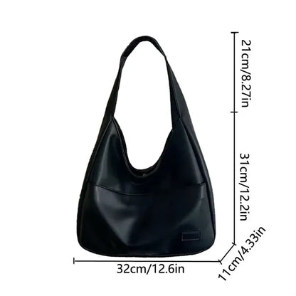 Solid Color Leather Shoulder Bag
