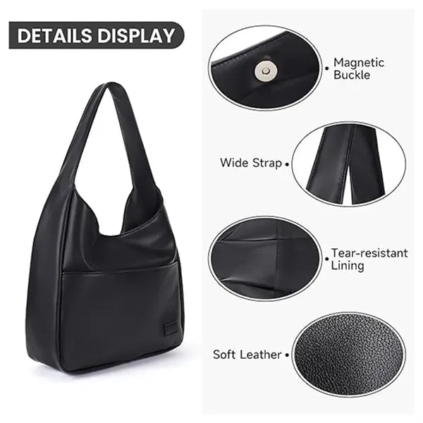 Solid Color Leather Shoulder Bag