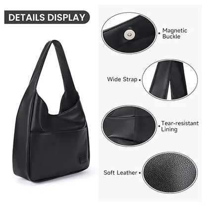 Solid Color Leather Shoulder Bag