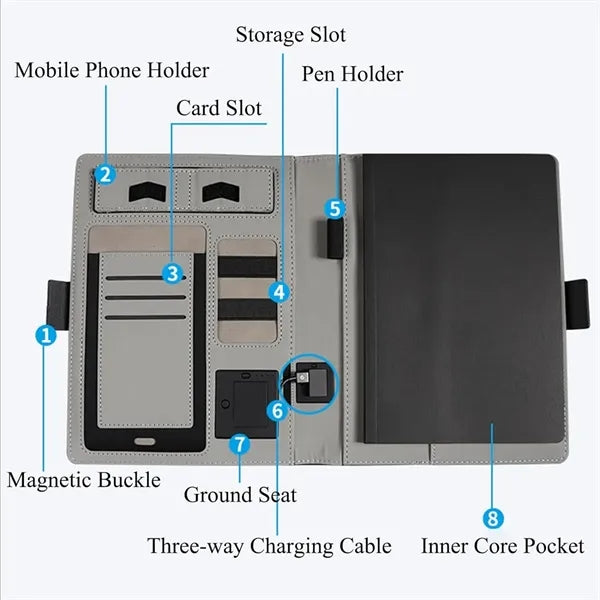Wireless Charging Organizer With Notebook