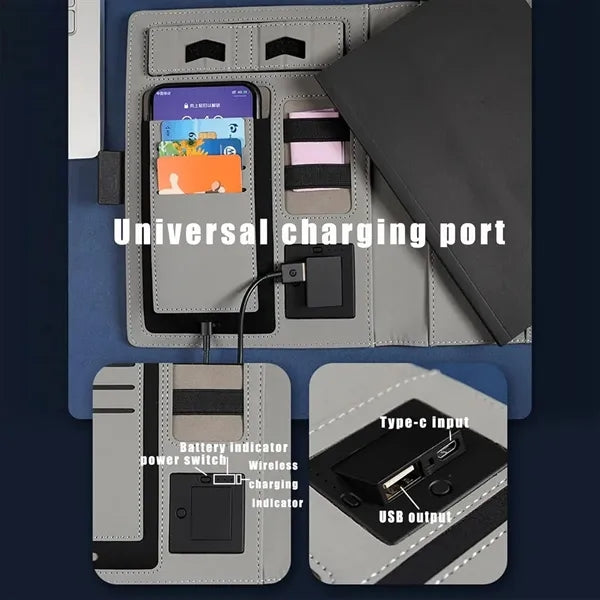Wireless Charging Organizer With Notebook