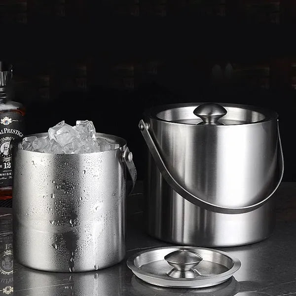 Double-Wall Stainless Steel Insulated Ice Bucket - 3 Liter