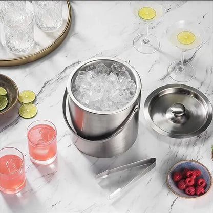 Double-Wall Stainless Steel Insulated Ice Bucket - 3 Liter