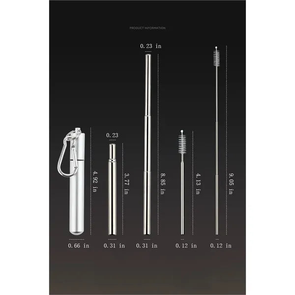 Collapsible Stainless Steel Keychain Straw