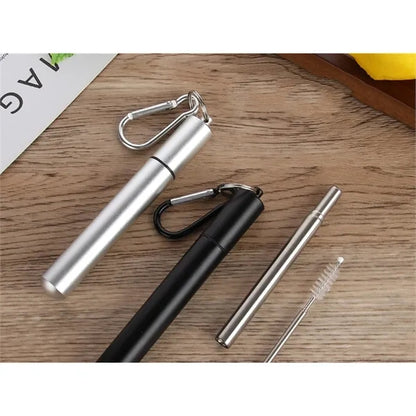 Collapsible Stainless Steel Keychain Straw