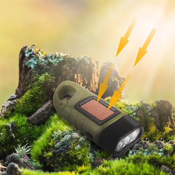 Portable Hand Crank Solar Powered Flashlight