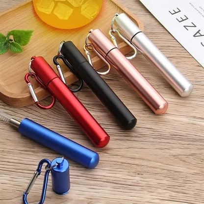 Collapsible Stainless Steel Keychain Straw