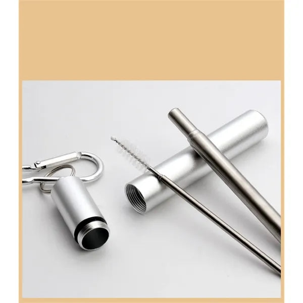 Collapsible Stainless Steel Keychain Straw