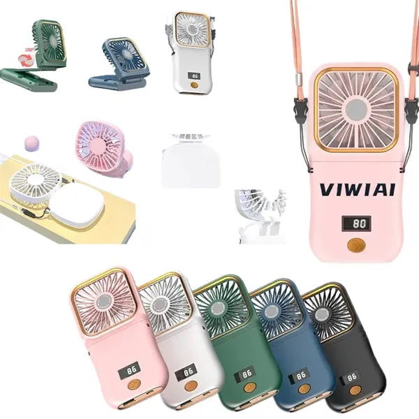Portable Necklace Rechargeable Fan With Stand