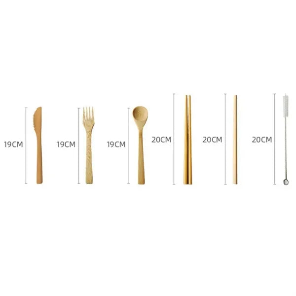 Bamboo Flatware Set with Pouch