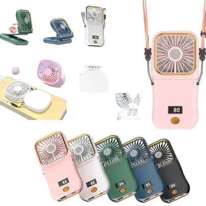 Portable Necklace Rechargeable Fan With Stand