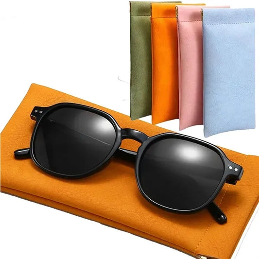 PU Leather spring self closure Soft Eyeglasses Pouch