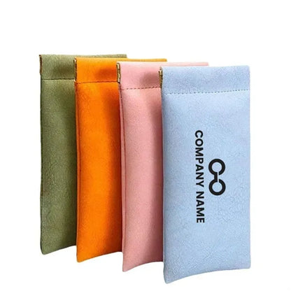 PU Leather spring self closure Soft Eyeglasses Pouch