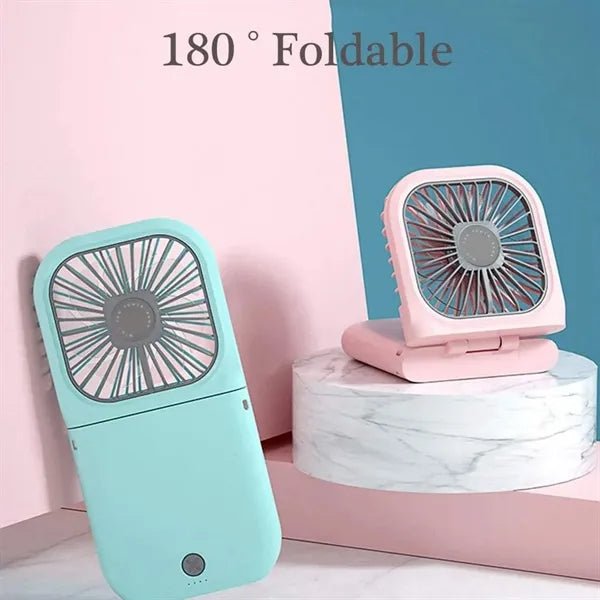 Portable Neck Fan 3000mAh Power Bank Phone Holder
