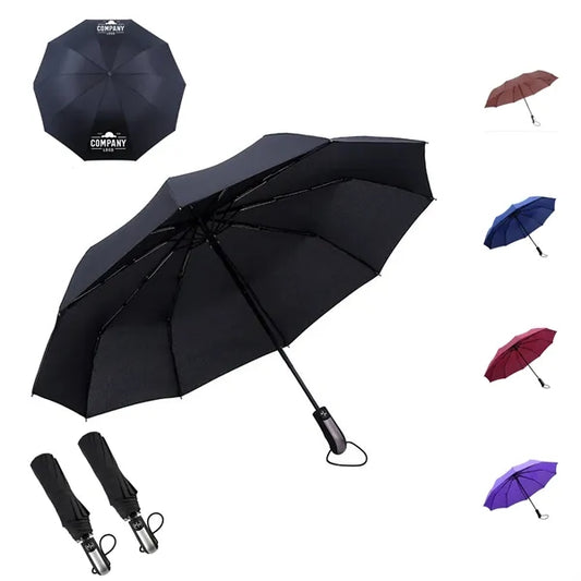 Auto Open & Close Collapsible 10 Ribs Travel Umbrella